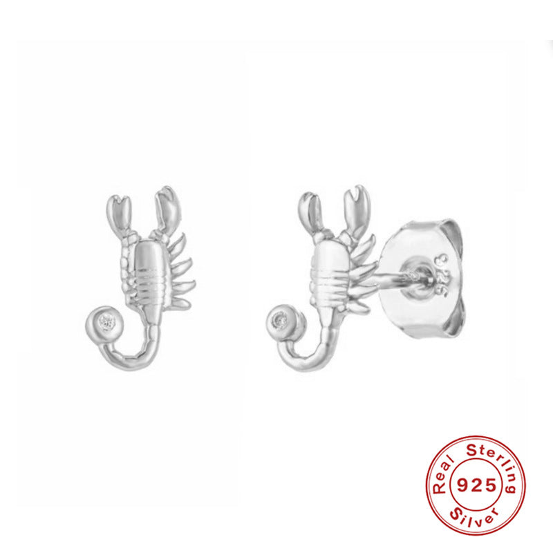 S925Pure Silver Creative Fun Scorpion Fashion Stud Earrings Hot Sale Trendy Minimalist Style Earrings