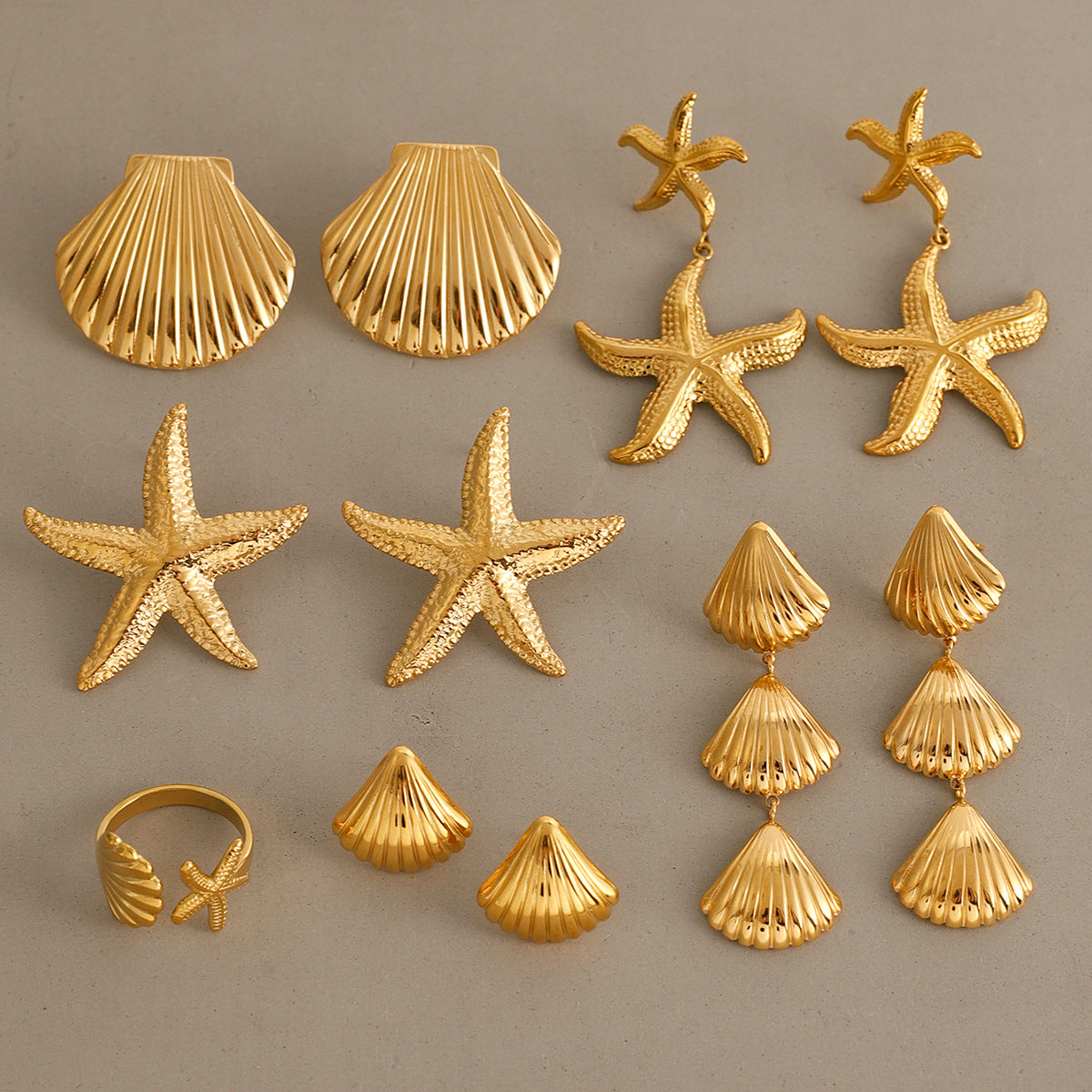 Stainless Steel Earrings for Women18k Gold non-fading earrings starfish shell earrings
