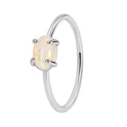 R0289 Gold-Plated Brass Ring for Women, Simple Inlaid Opal Versatile Ring