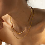 Double Layer Stacked Necklace Collarbone Chain Stainless Steel Jewelry Non-Fading