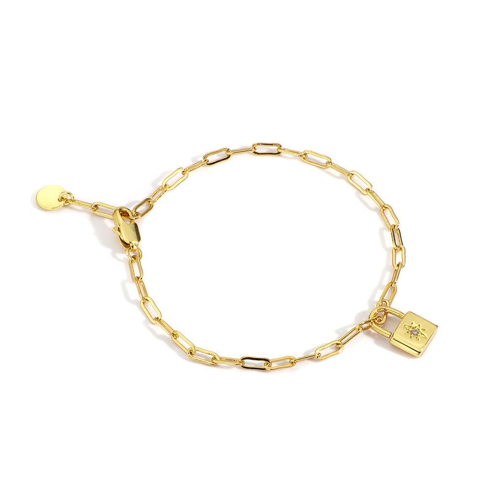 B0062 Foreign Trade Accessories Gold Lock Bracelet for Women gold Minimalist Style Source