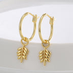 E0799 Fashionable Design Wheat Ear Earrings for Women Copper Plated18K Gold Feather Earrings Jewelry