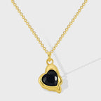 N0257 Fashion Retro Design Necklace for Women Deep Blue Zircon Irregular Heart Pendant