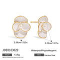 Enamel Stainless Steel Drop Earrings in Gold-Tone styled for independent jewelry boutiques