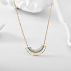 N0124 Bohemian Geometric Fan-Shaped Hollow Pendant Turquoise Necklace Jewelry