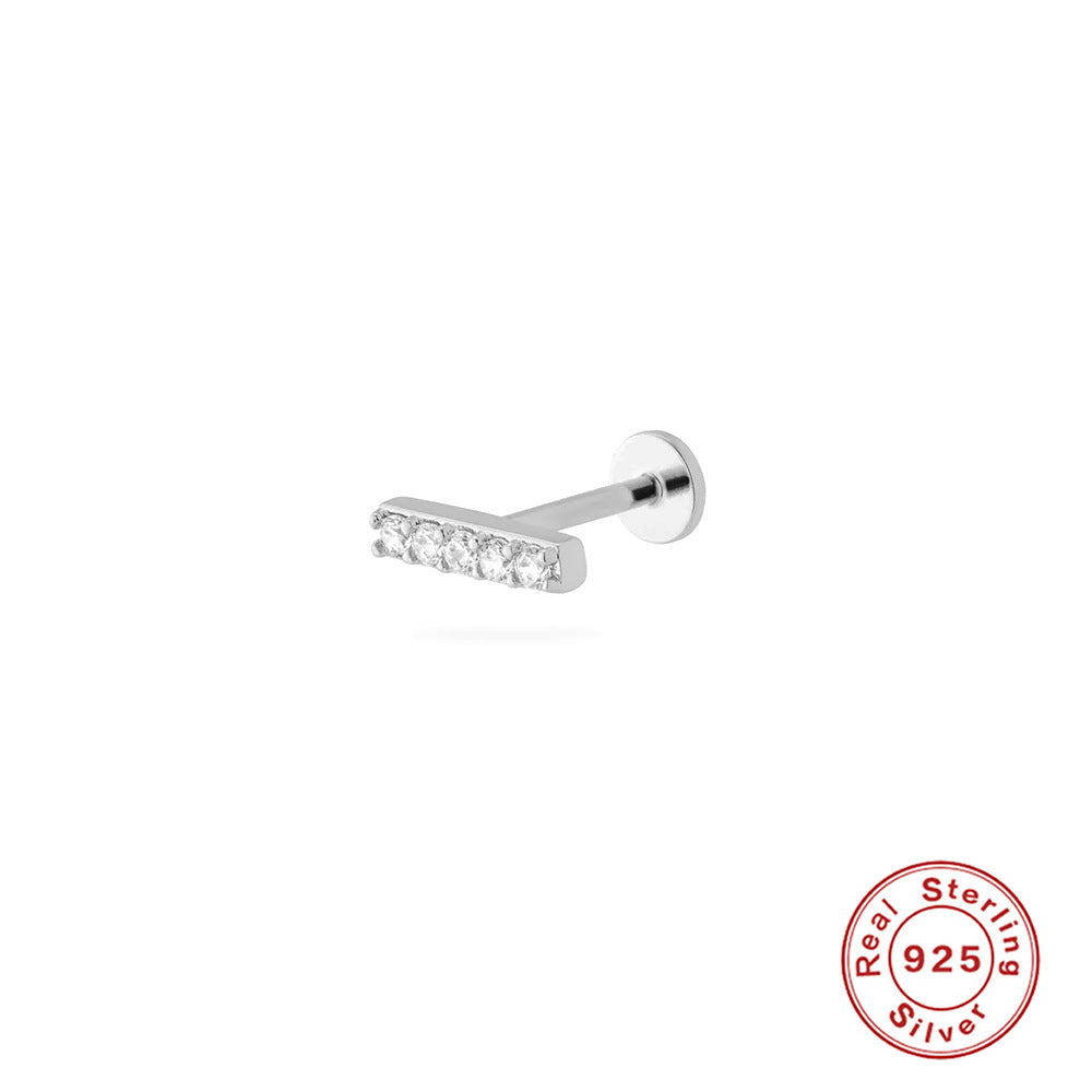 New S925Sterling Silver Stud Earrings18G Flat Head Push Piercing Cartilage Earrings Hot Selling Piercing Ear Lobe