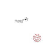 New S925Sterling Silver Stud Earrings18G Flat Head Push Piercing Cartilage Earrings Hot Selling Piercing Ear Lobe
