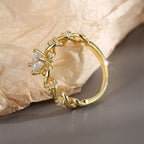 R0446 Design Sense Surrounding Texture Ring Female fashion casual Zircon Finger Ring