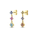 Colorful Floral Zircon 925 Sterling Silver Stud Earrings — decorative detail — jewelry finish and design detail