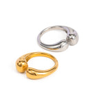 High Polished Gold Plated Stainless Steel Chunky Ring for Women Adjustable Open Ring Jewelry