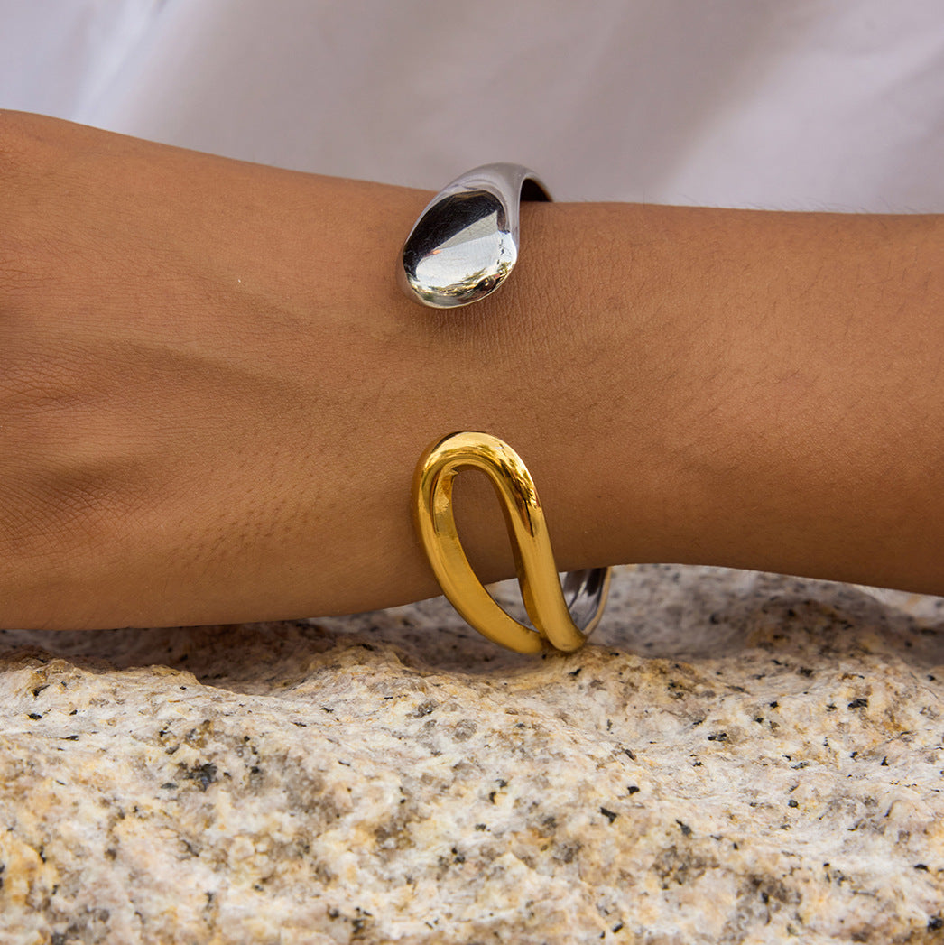 gold Bracelet Non-Fading Jewelry Open Bangle Stainless Steel Accessories for Women