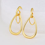 E0629 Elegant Fashion Geometric Hollow Large Teardrop Earrings for Women Copper Gold Plated Simple Smooth Earrings