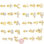 New925Sterling Silver Geometric Star Moon Diamond Set Earrings Hot Selling Pearl Earrings Earrings