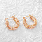 E0309 Vintage Earrings for Women Brass Gold-Plated Threaded Fashionable Vintage Braided Hoop Earrings