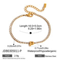 Gold-Plated Stainless Steel Initial Cubic Zirconia Bracelet — side detail — jewelry finish and design detail