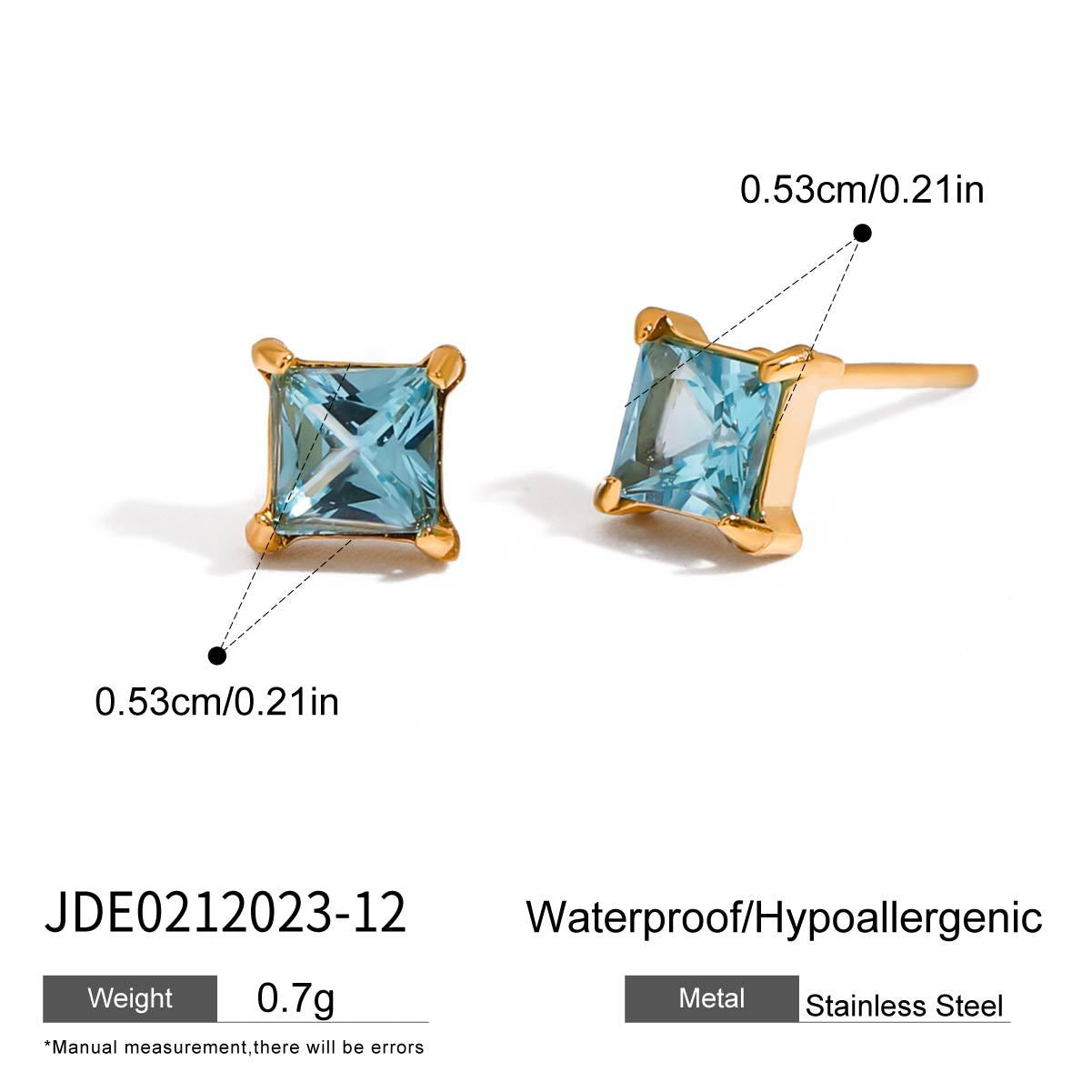 Zircon Earrings Ear Clips Non-Fading Stud Earrings Stainless Steel Jewelry for Women