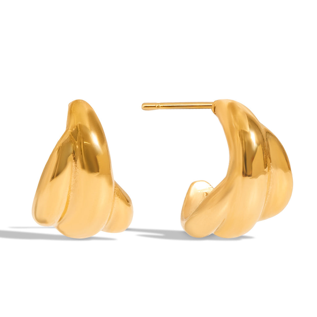 2H Stainless Steel Circle Earrings Pearl Studs Non-Fading Jewelry for Women