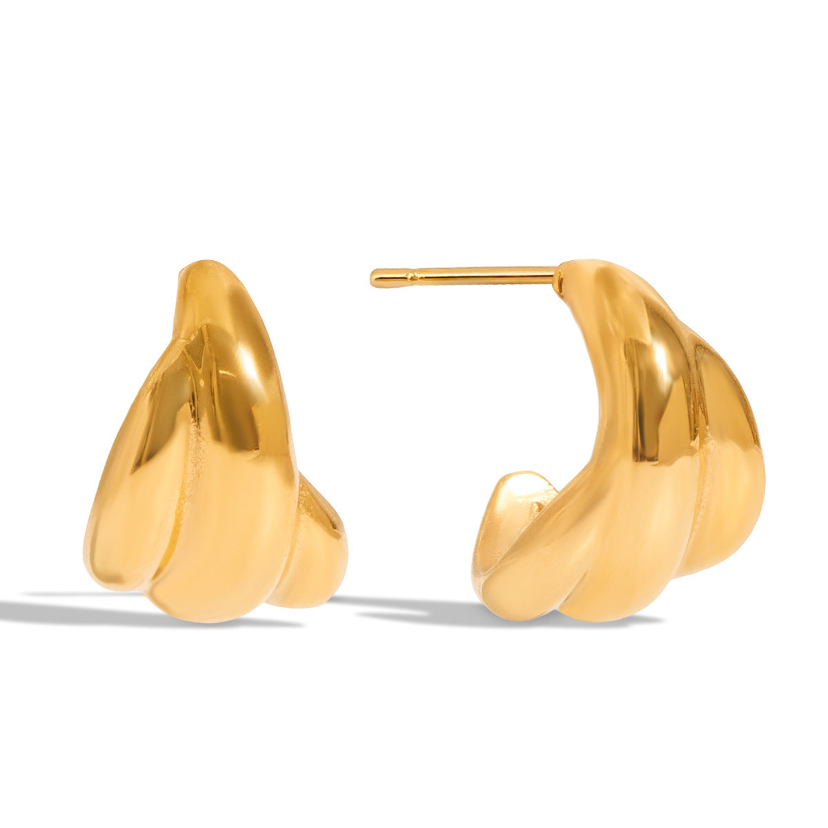 2H Stainless Steel Circle Earrings Pearl Studs Non-Fading Jewelry for Women