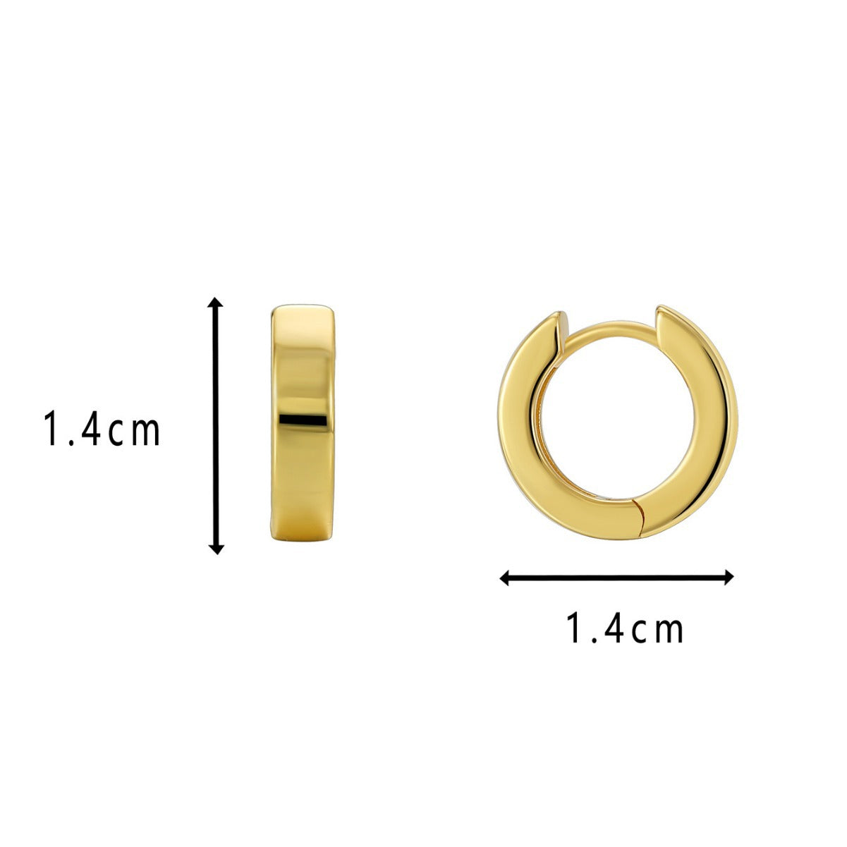 E0596 Classic Round Smooth Minimalist Earrings for Women Brass Gold-Plated Simple Hoop Vintage Ear Clips