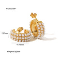 Pearl Stainless Steel Gold-Plated Hoop Earrings — close-up detail — jewelry finish and design detail