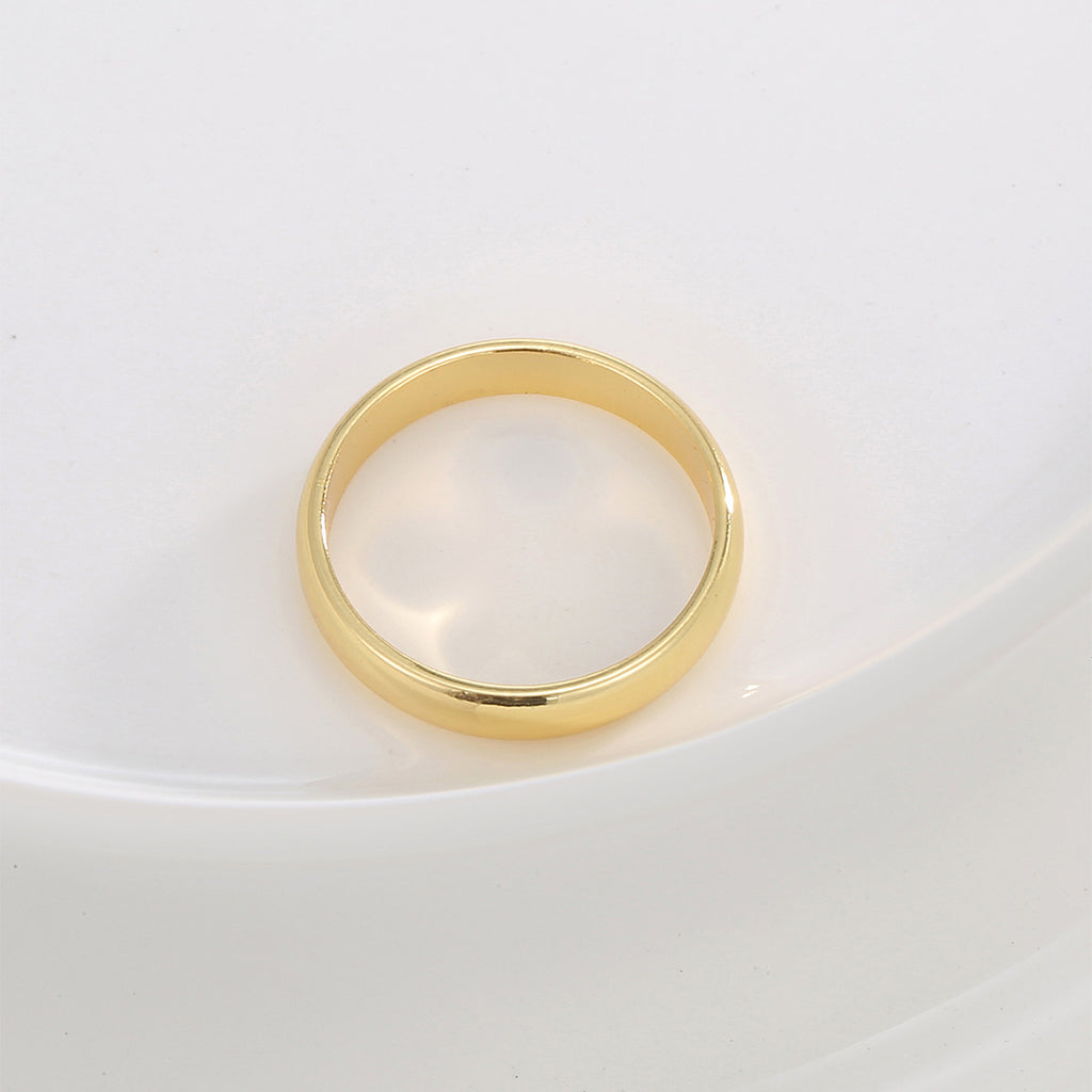 R0715 Minimalist Design Smooth Ring for Women Gold-Plated Personality Band