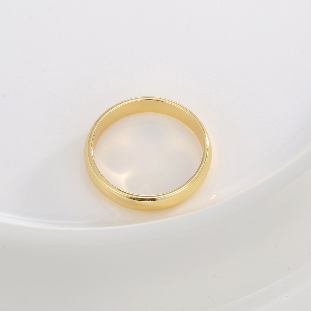 R0715 Minimalist Design Smooth Ring for Women Gold-Plated Personality Band