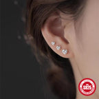 925Sterling Silver Classic Heart-Shaped Diamond-Studded Women's Earrings Set of Three Hot-Selling Ear Jewelry