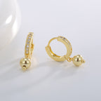 E0657 Fashion Mini Hoop Earrings for Women Gold-Plated Micro-Inlaid Zircon Small Round Bead Earrings