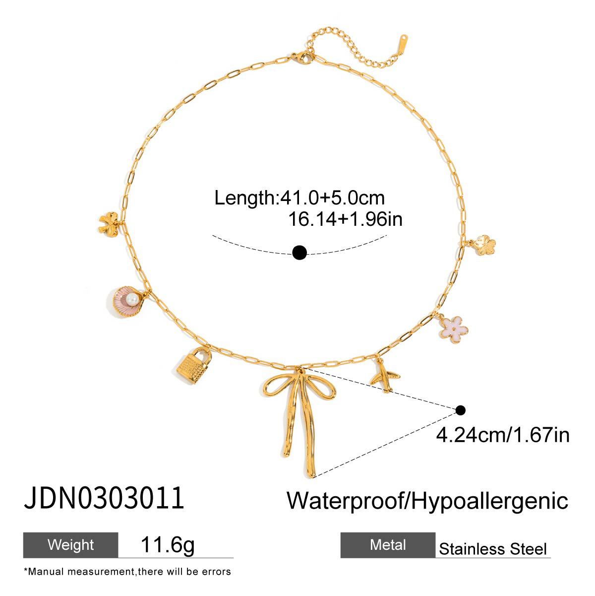 2H Stainless Steel Heart Layered Necklace Collarbone Chain Non-Fading Jewelry