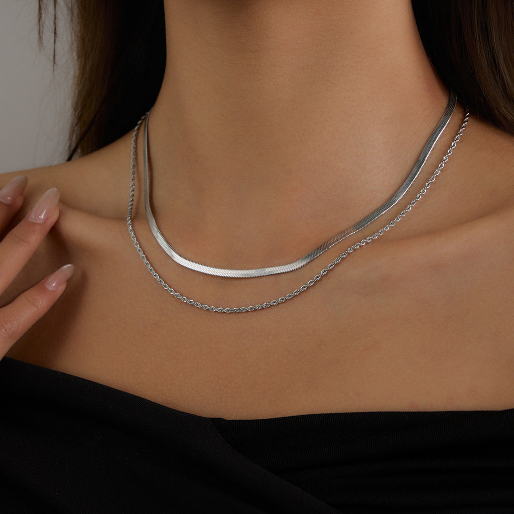 Stainless Steel Chain Necklace Simple Collarbone Chain Jewelry Non-Fading Accessories
