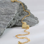 B0182  Korean Version Fashion Simple Heart-shaped Bracelet for Women gold Love Heart26Minimalist Letter Style