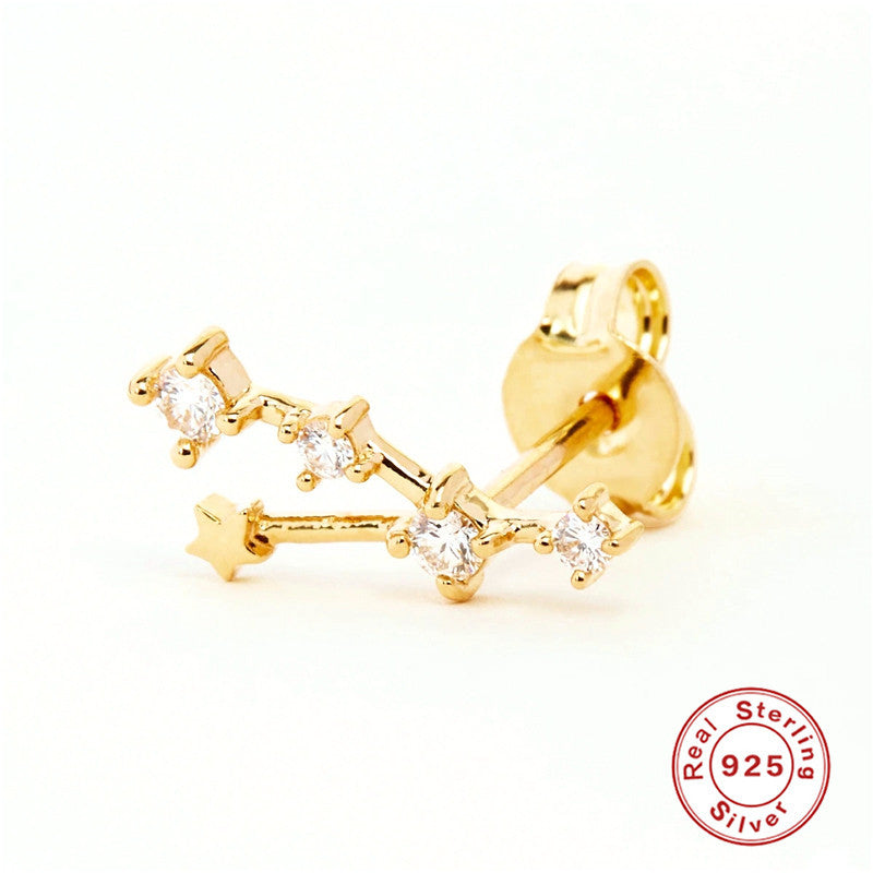 Crystal-Set Star Stud 925 Sterling Silver Earrings — jewelry design view 07