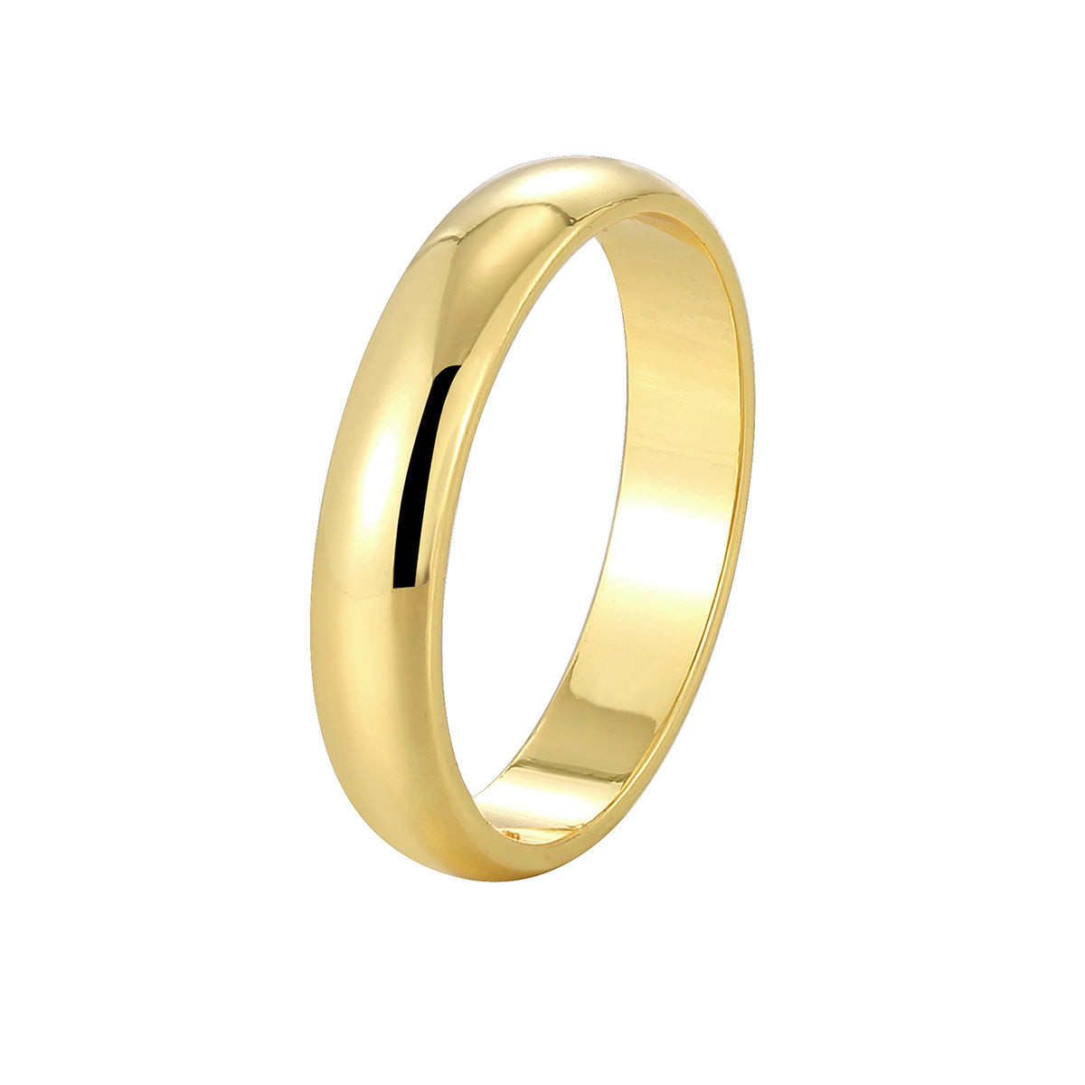 R0715 Minimalist Design Smooth Ring for Women Gold-Plated Personality Band