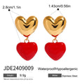 Heart Pearl Gold-Plated Stainless Steel Drop Earrings — alternate product view — jewelry finish and design detail