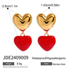 2H Stainless Steel Oil Drop Heart Earrings Pearl Stud Earrings Jewelry earring
