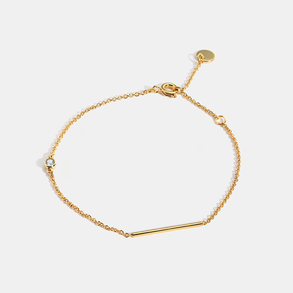 B0003 Wind-plated Gold Inlaid Diamond Simple Bracelet for Women Minimalist Geometric Fashion Accessories