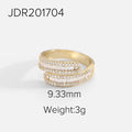 Cubic Zirconia Open Profile Stainless Steel 18K Gold-Plated Open Ring — alternate product view — jewelry finish and design detail