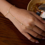 Zirconia Finger Bracelet Stainless Steel Bangle Ring Non-Fading Jewelry for Women