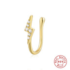 New S925Sterling Silver Geometric Water Drop Lightning Diamond Nose Ring Creative Style nose cuff Piercing jewelry
