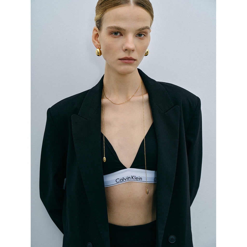 18k Gold Stainless Steel Long Shell Pendant Necklace Unique Design Necklace