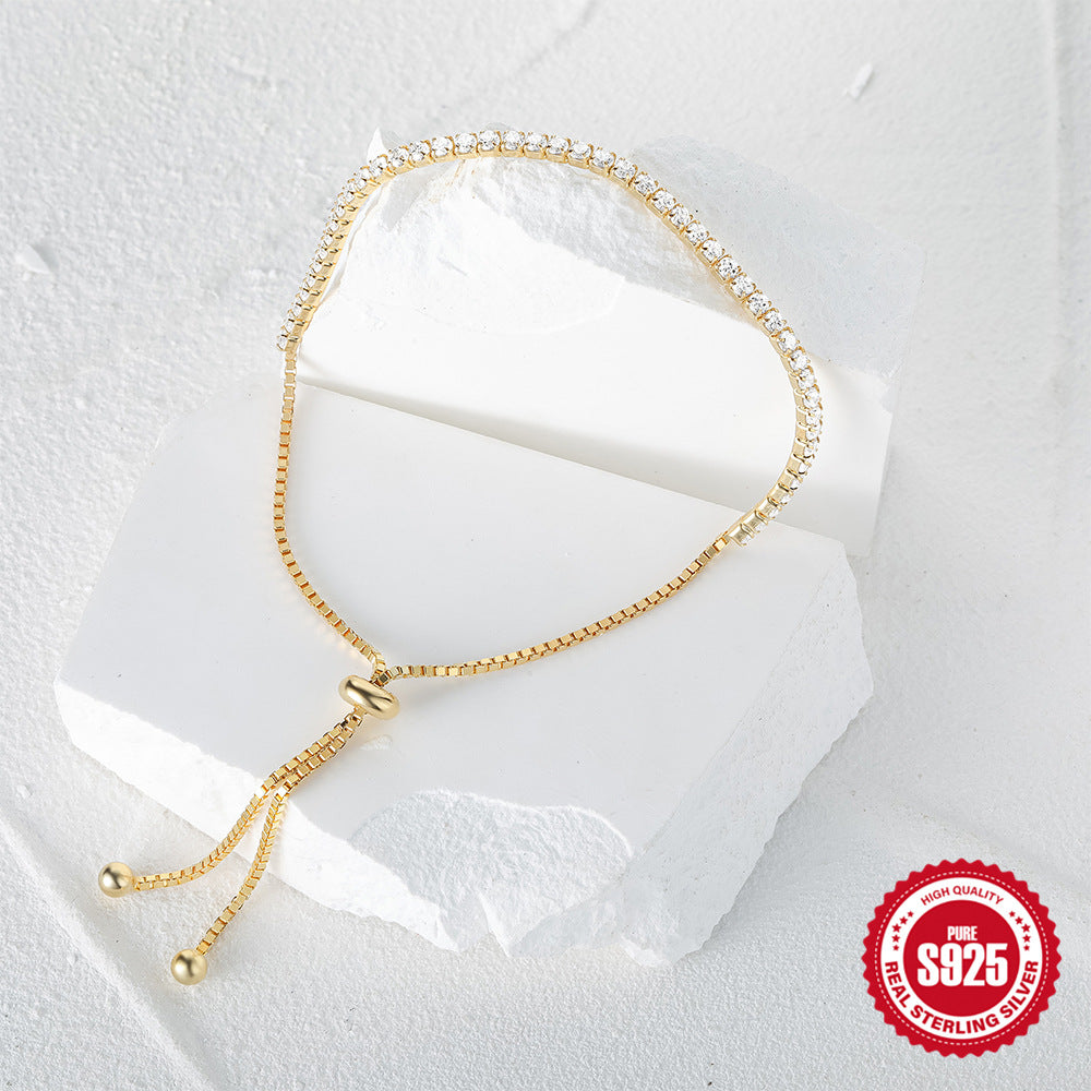 925 Sterling Silver Diamond Tennis Bracelet Zircon For Women