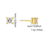 E0775 Fashion Four-Prong Square Zircon Earrings for Women gold Simple and Cool Earrings