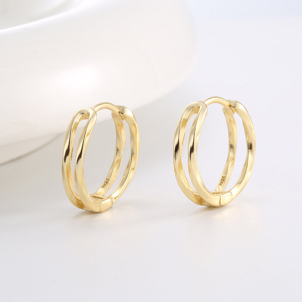 SE0079 S925Silver Elegant Fashion Hollow Earrings for Women Minimalist Plated14K Gold Earrings