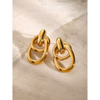 2H New18k Gold Stainless Steel/Simple Retro Wrapped Earrings Fashion Simple Hollow Earrings