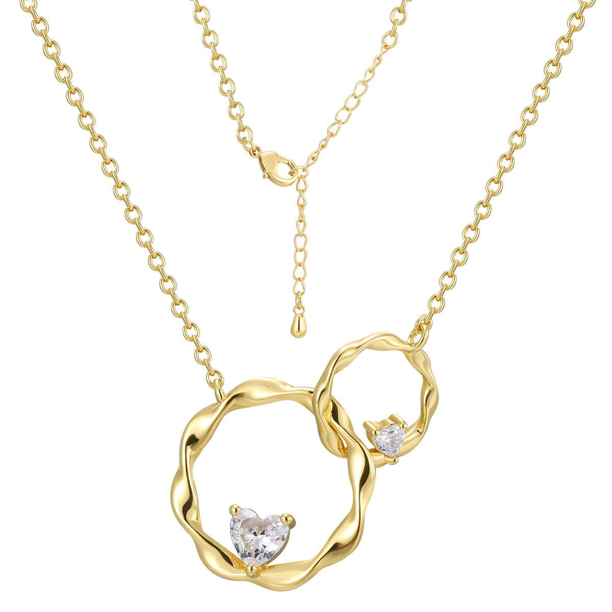 CYN0113 Mobius Double Ring Copper Necklace Pendant Simple Collarbone Chain