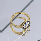 R0545 Japanese Retro Mori Style Small Fragrance Lotus Resin Ring for Women with Micro Pave Zircon Versatile Ring