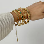 Stainless Steel Zircon Bracelet Bangle 18K Gold Silver Circle