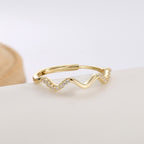 SR0033 S925Silver Wave Micro Pave Zirconia Ring Design Sense