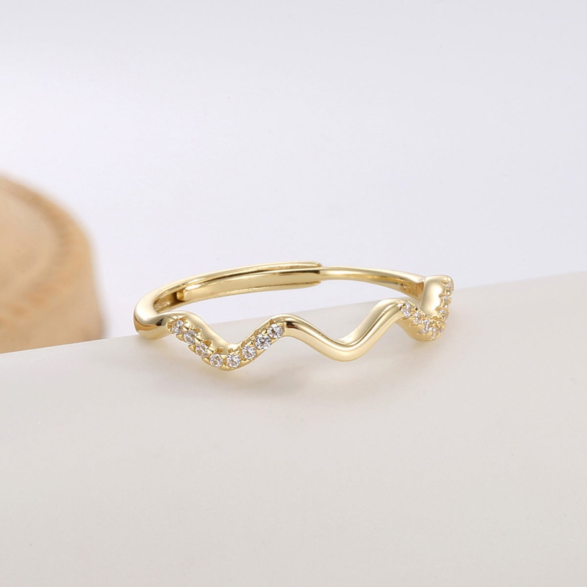 SR0033 S925Silver Wave Micro Pave Zirconia Ring Design Sense