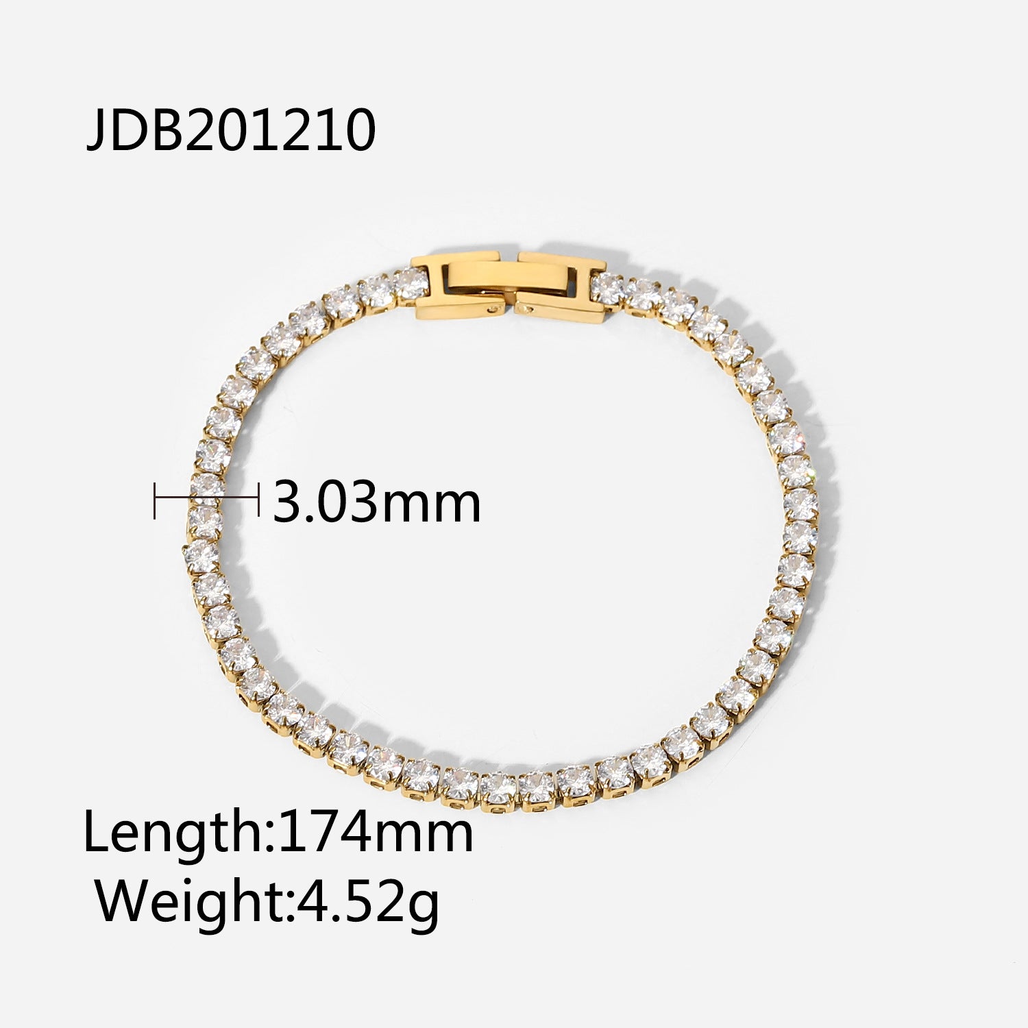 Fashionable and Versatile New Bracelet14K Gold Inlaid Full Zircon Stainless Steel Bracelet Vintage Bracelet for Women